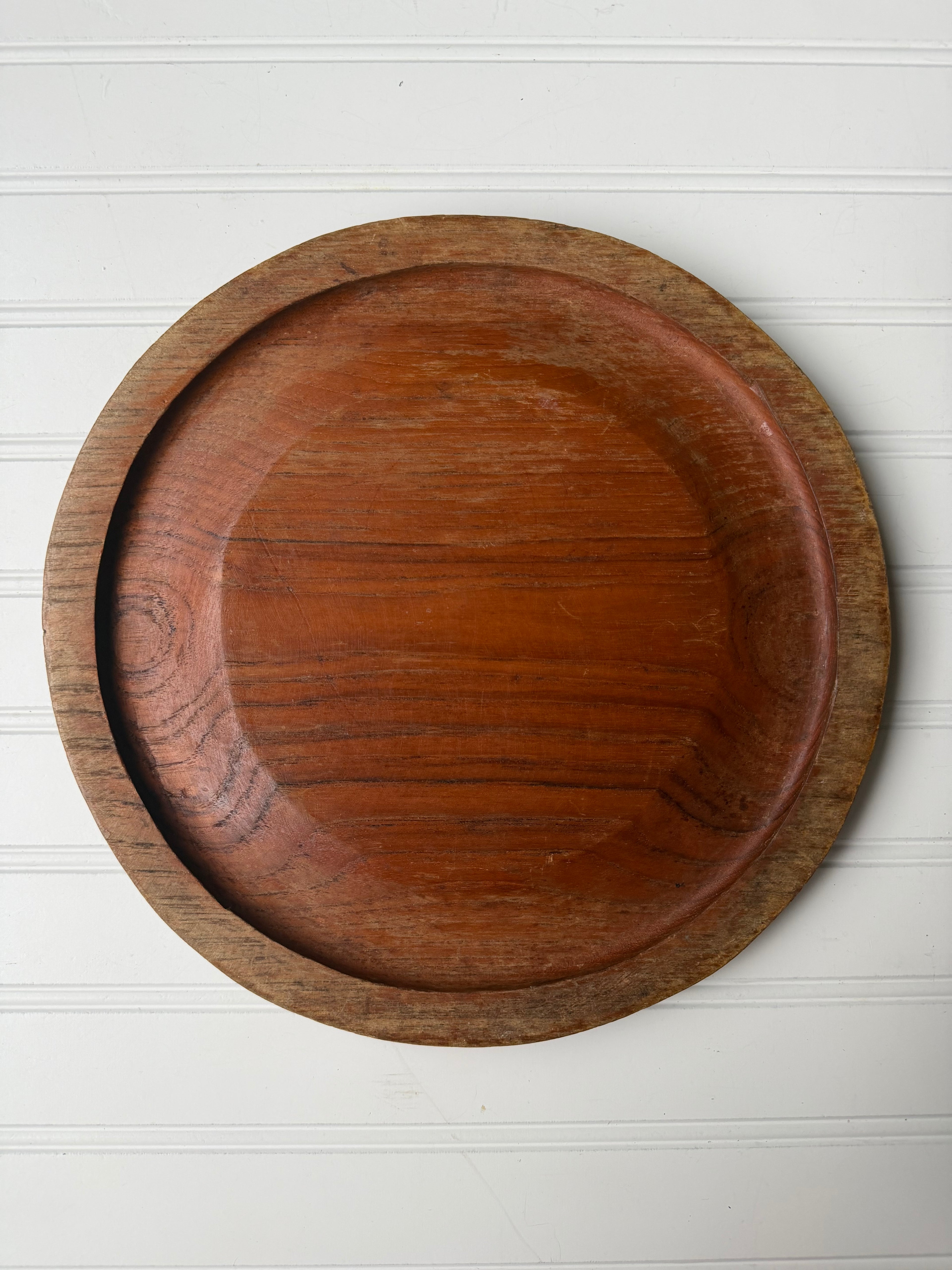 Hand-Carved Vintage Floral Platter Style Tray