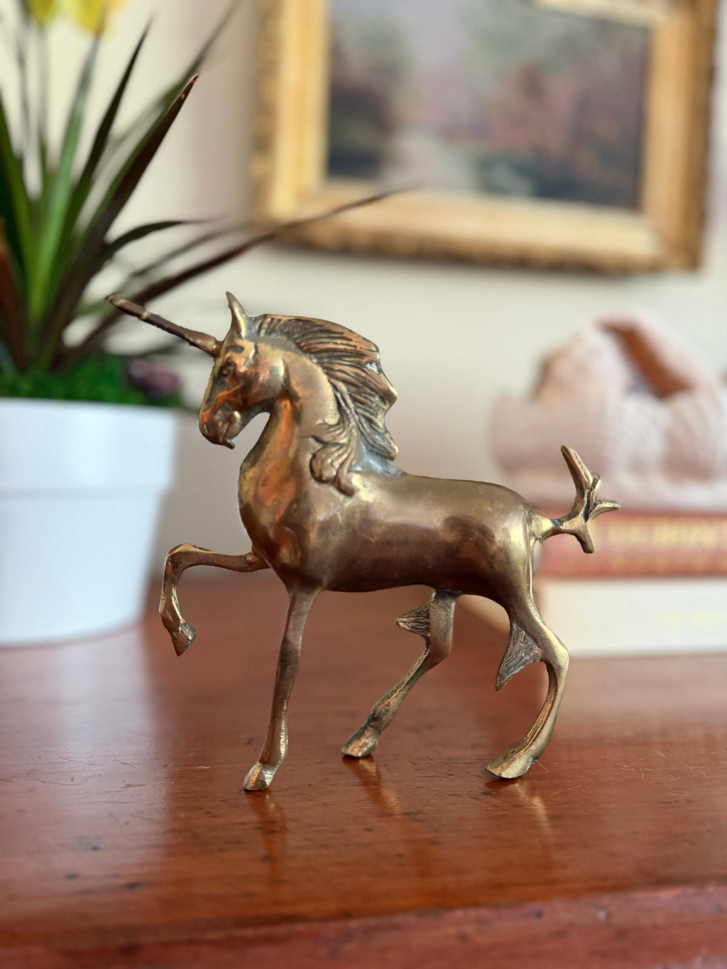 Vintage Solid Brass Unicorn Figurine