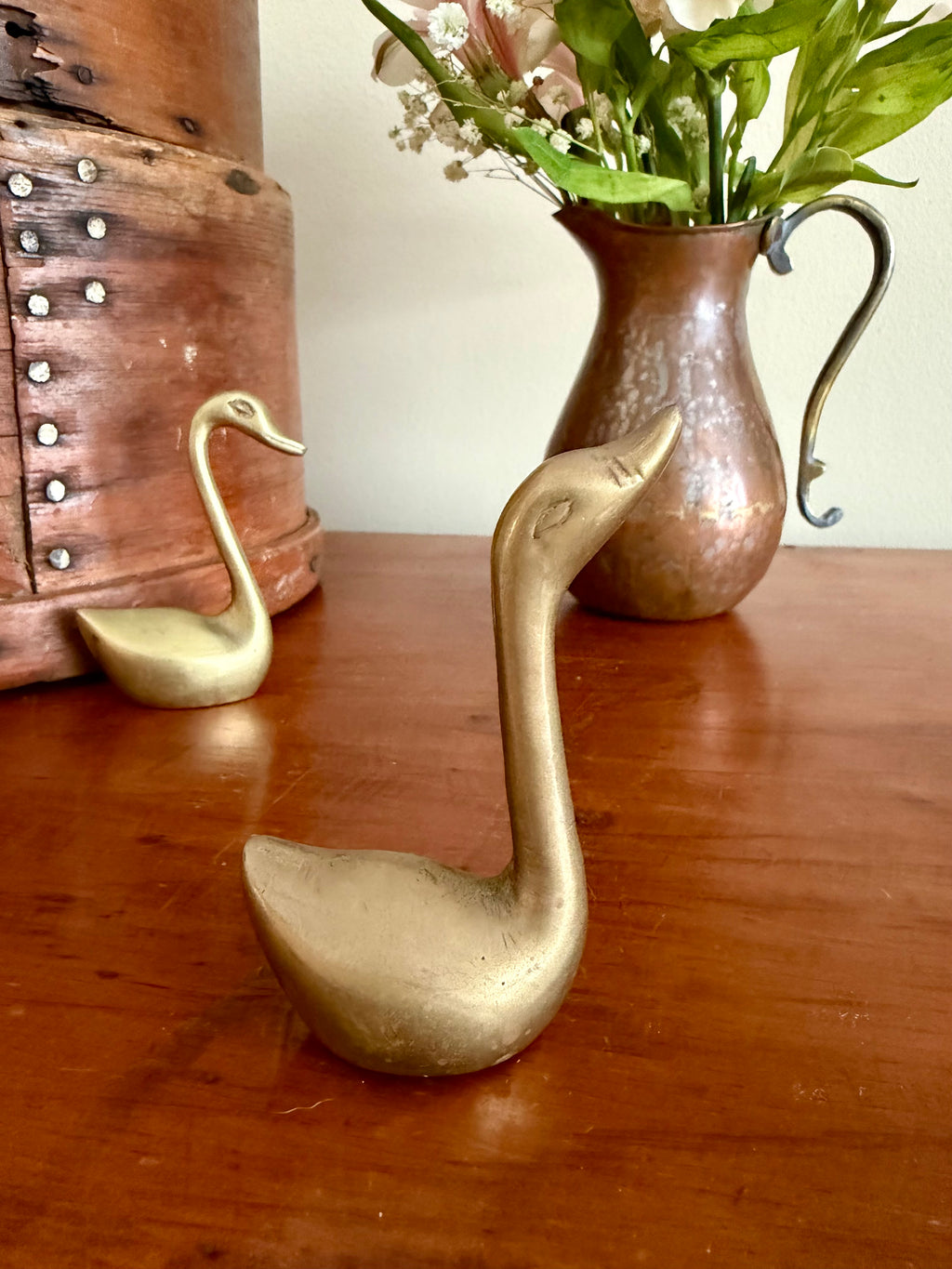Set of 3 Small Brass Swans