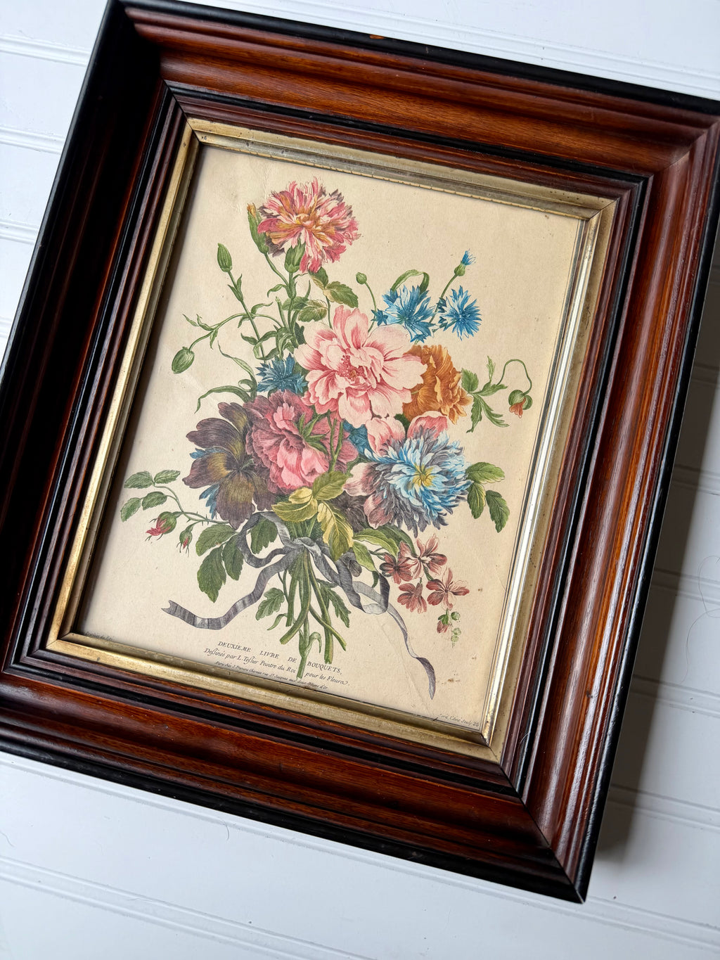 Antique Floral in Deep Wooden Frame