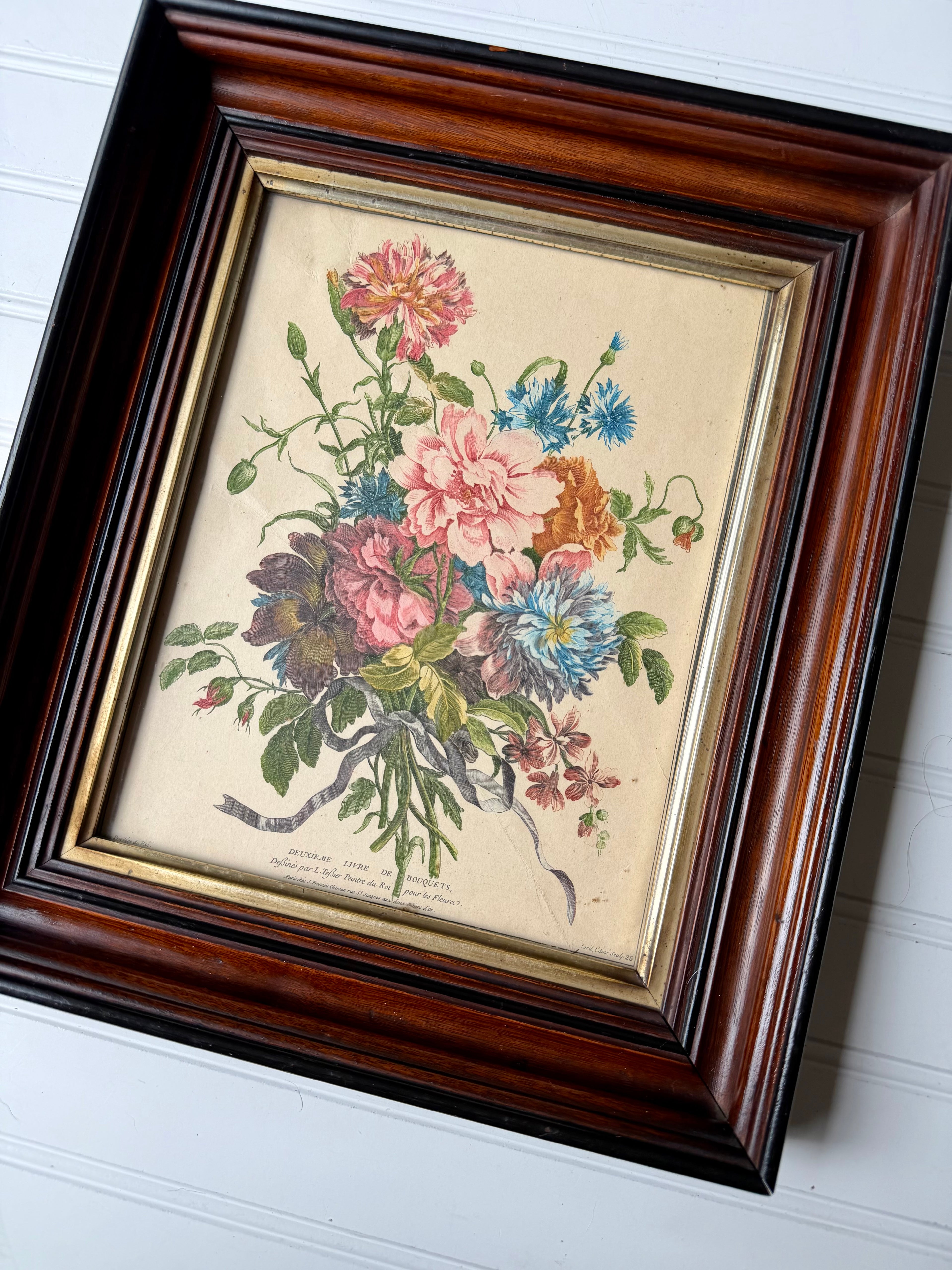 Antique Floral in Deep Wooden Frame