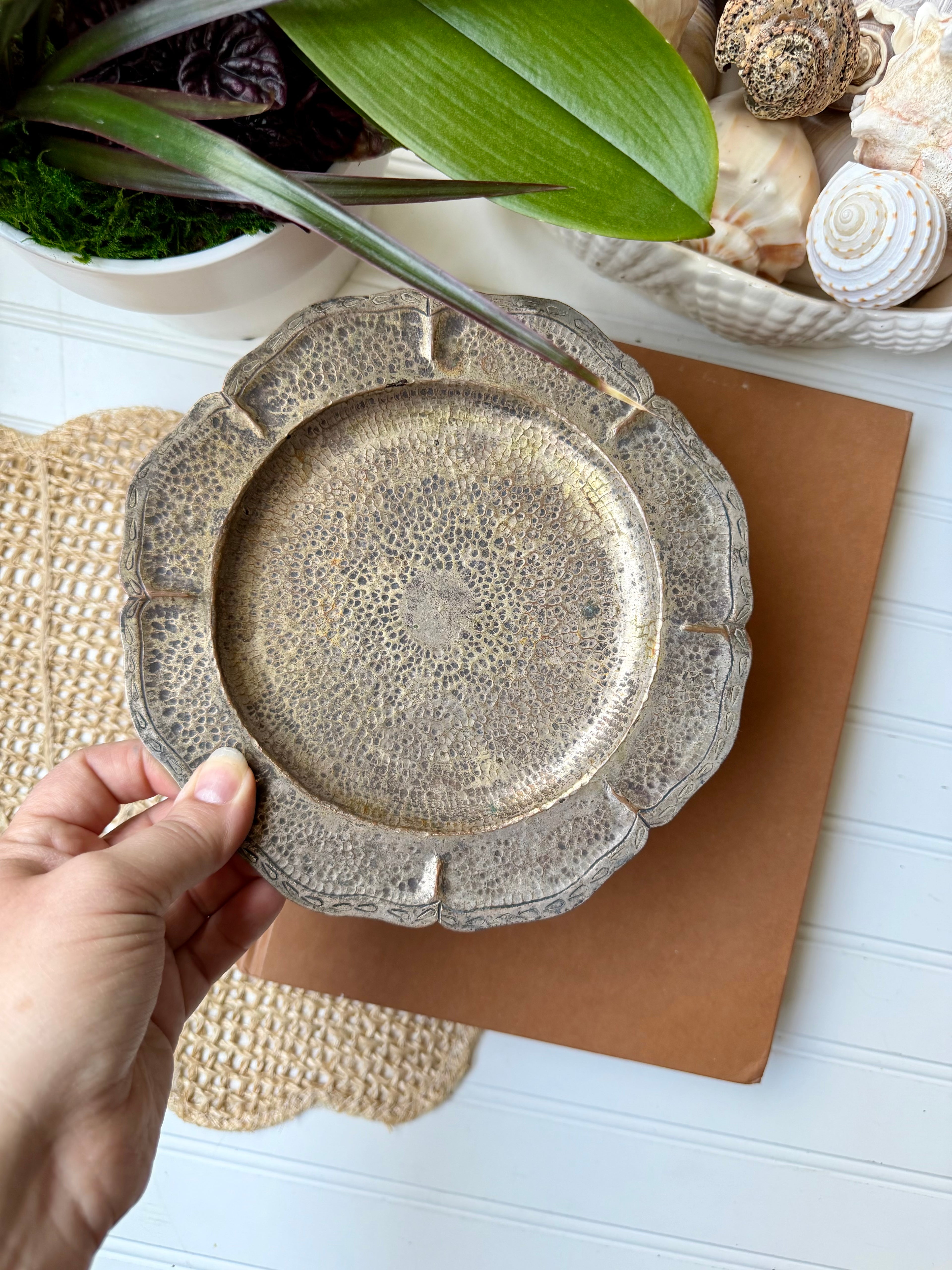 Vintage Hammered Metal Tray or Dish