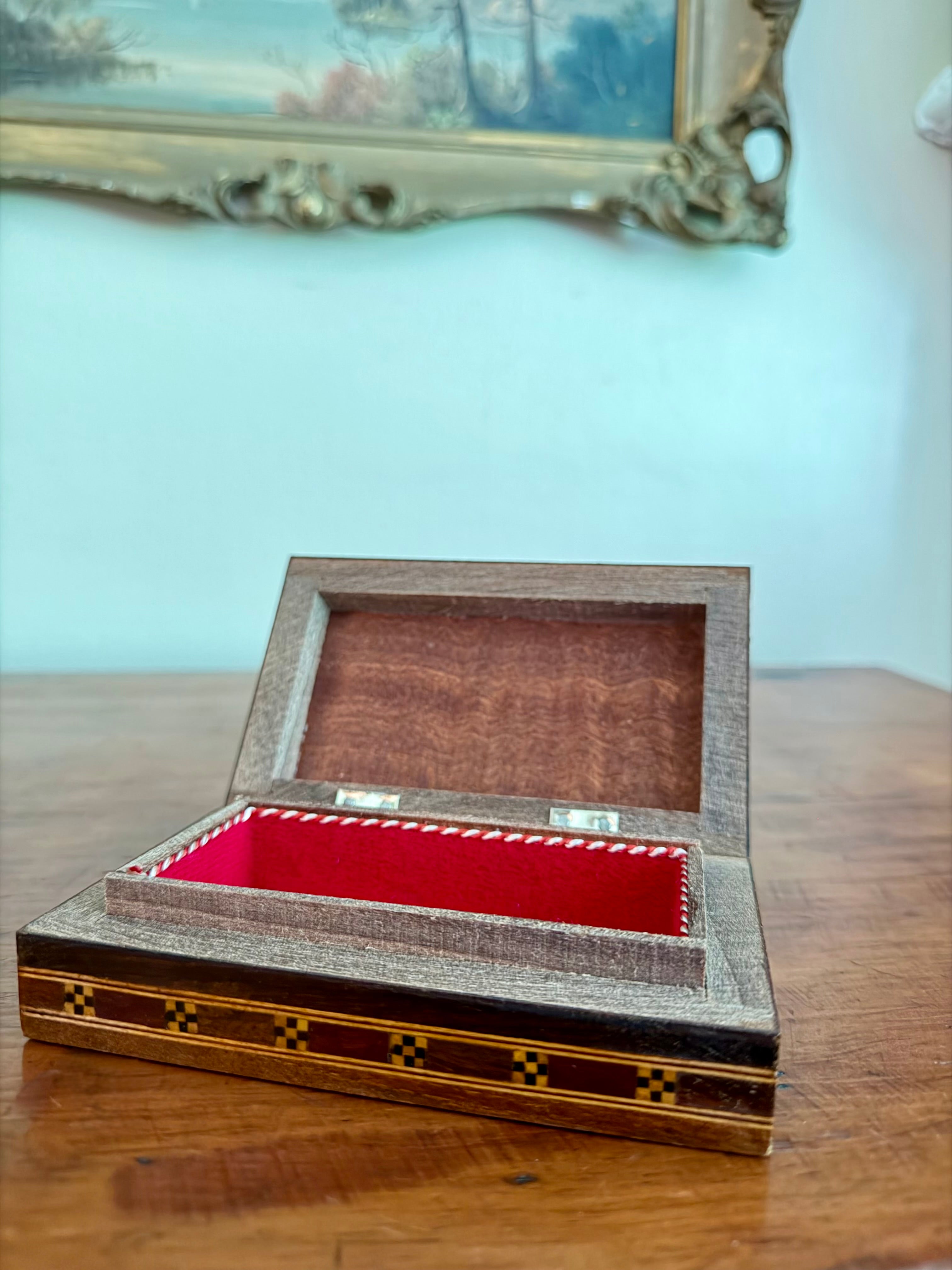 Small Wooden Inlaid Mosaisc Box
