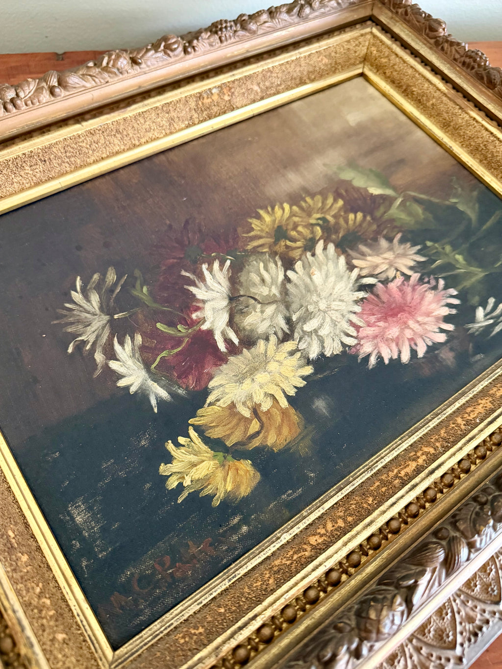 Antique Floral Oil Painting