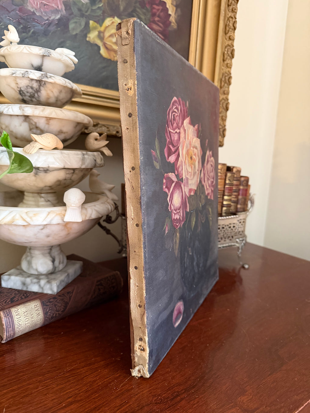Antique Rose Oil Painting on Canvas