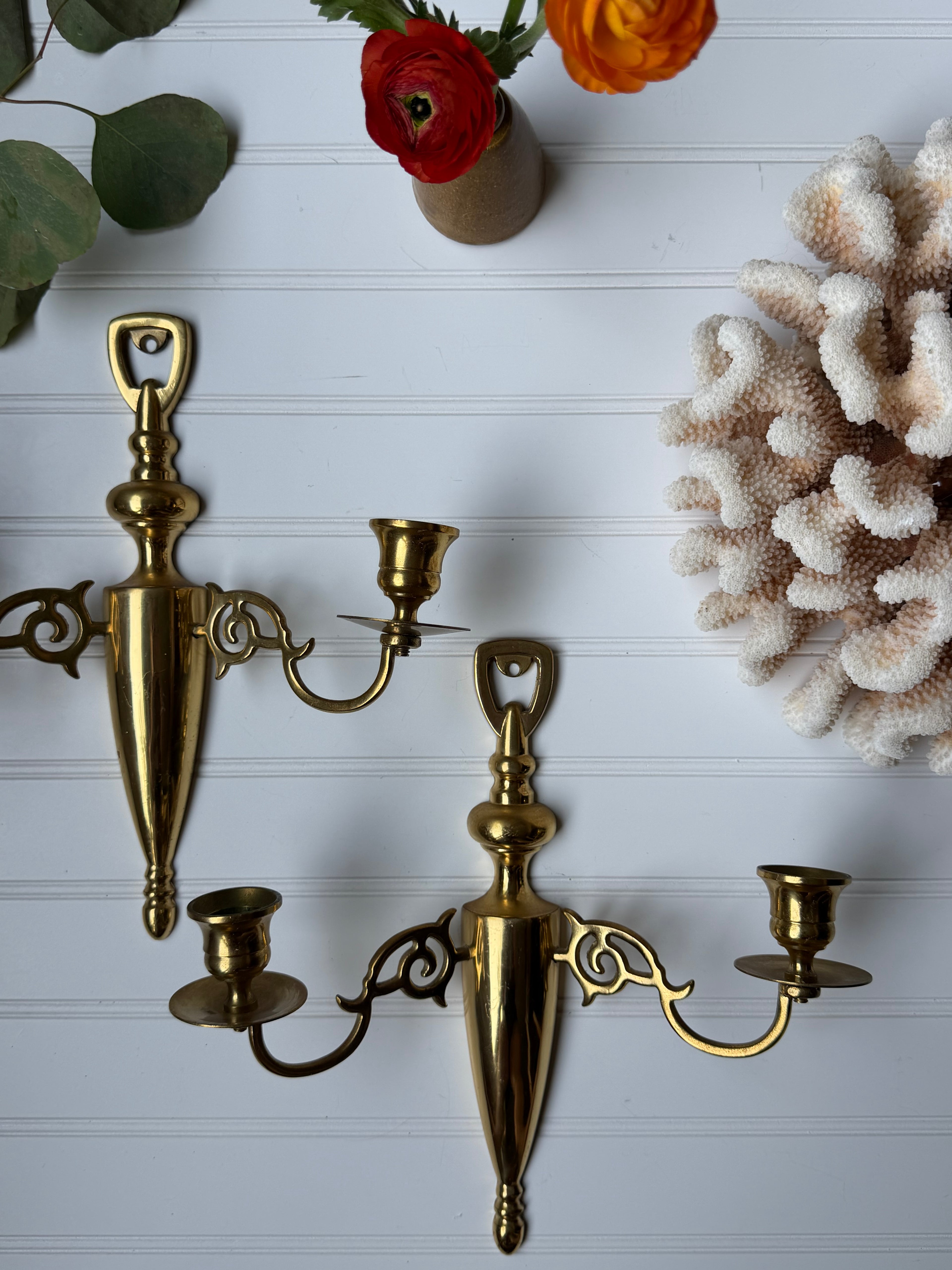 Pair of Brass Sconces