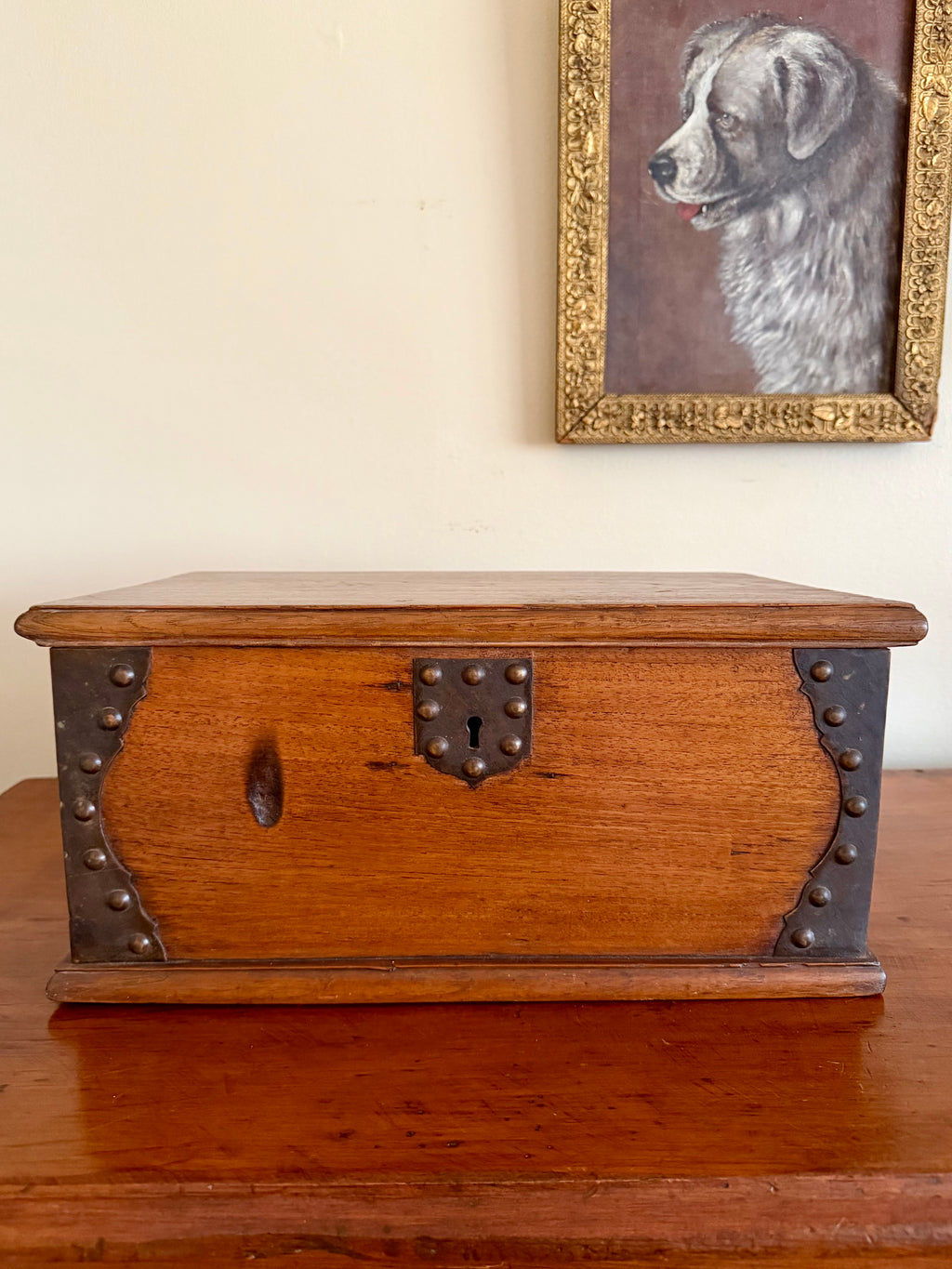 Antique Table Top Wooden Trunk Box