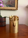 Hammered Brass Stag Head Wine Holder