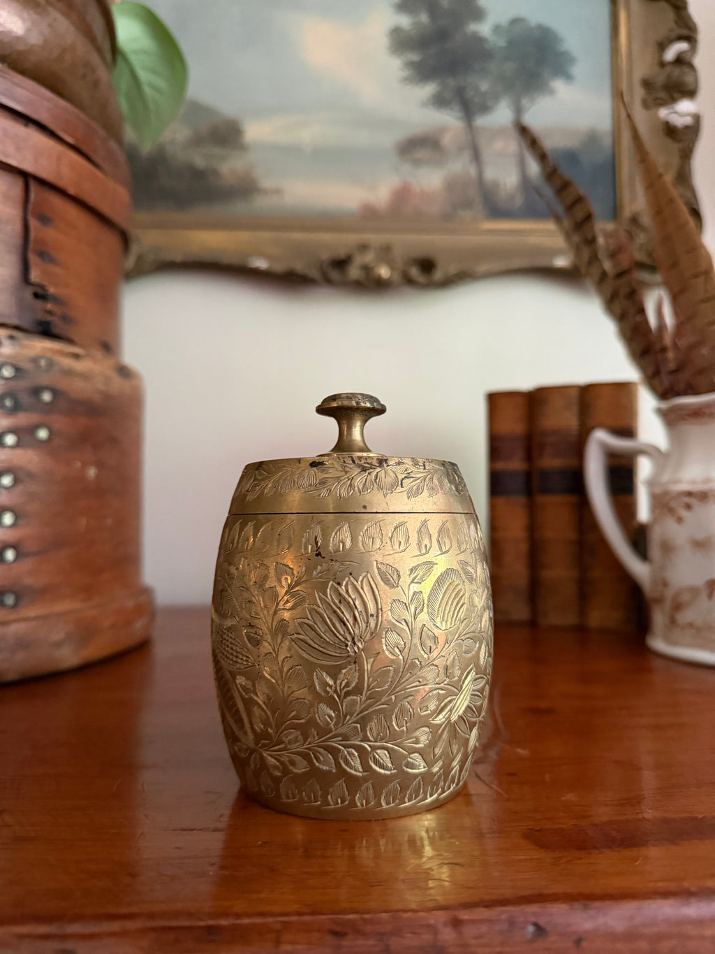 Brass Etched Lidded Dish