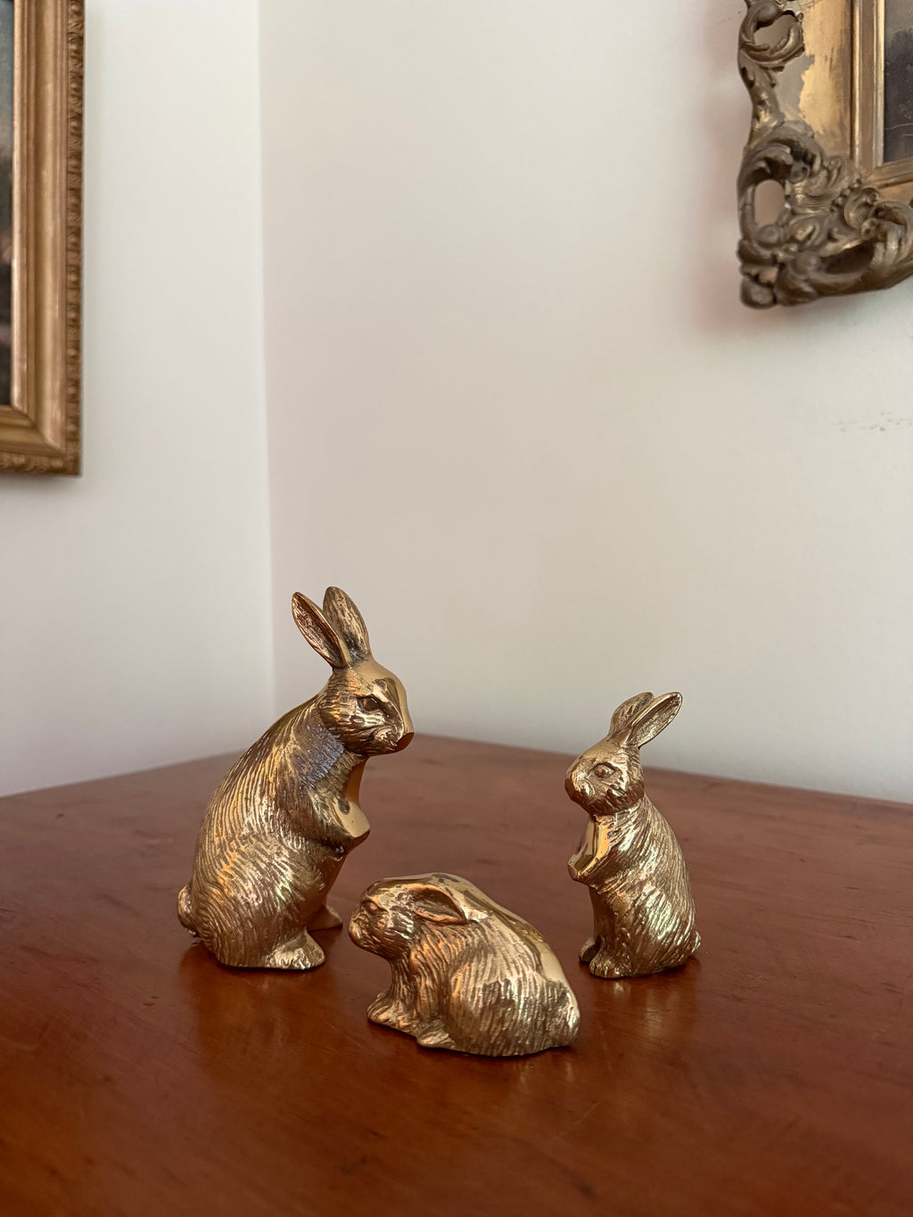 Set of 3 Brass Bunnies
