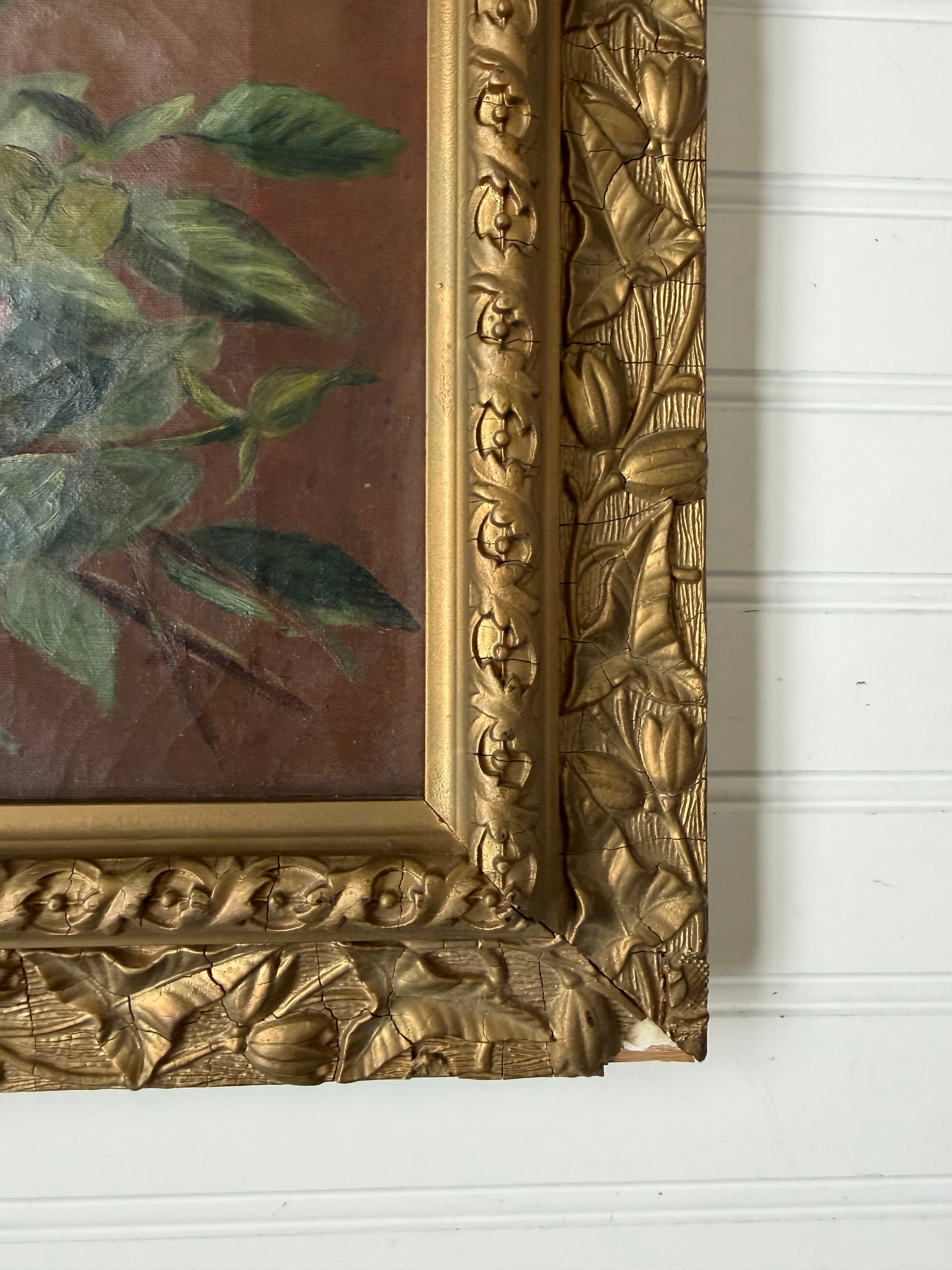 Antique Rose Oil Painting on Canvas